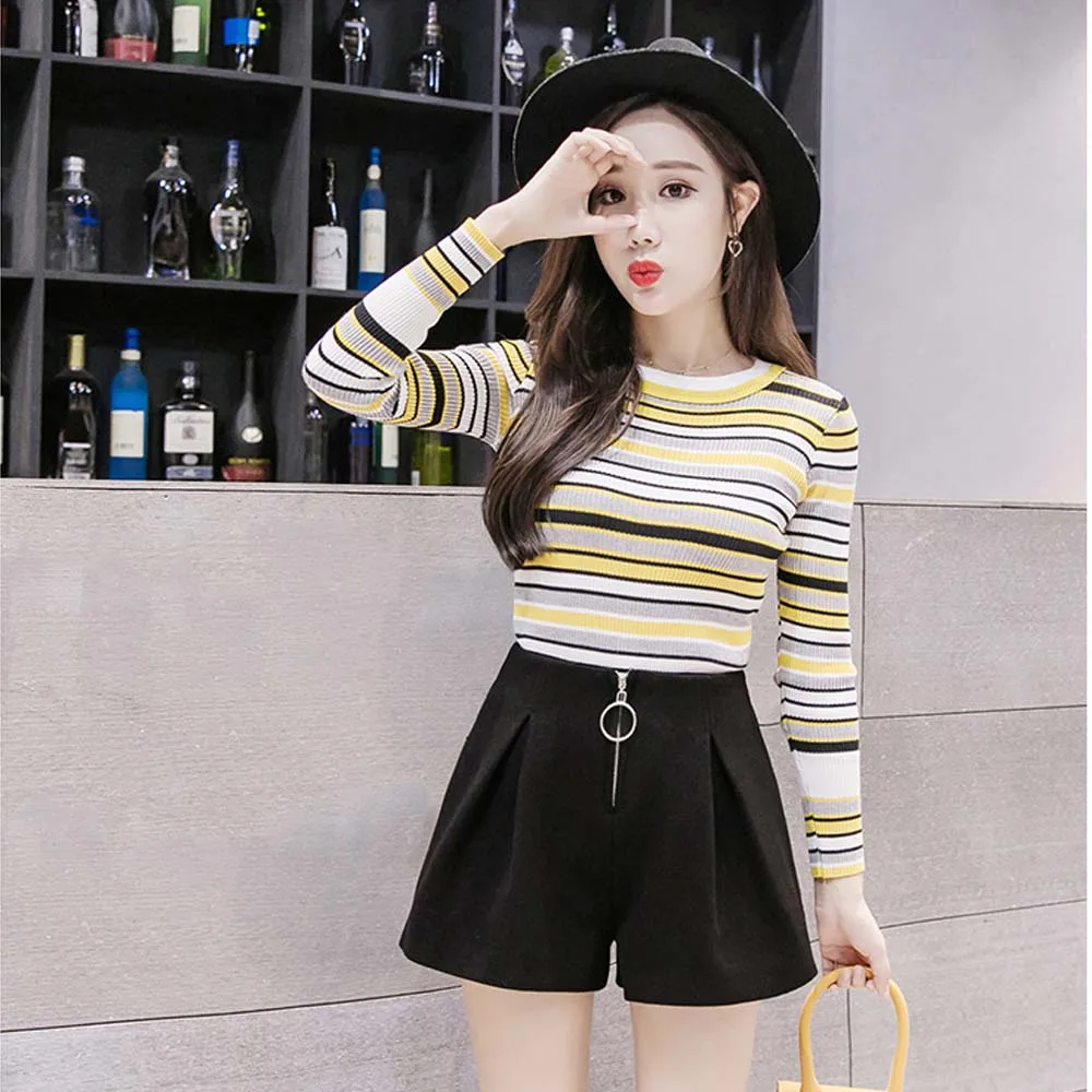 Осенне зимние женские шерстяные шорты повседневные с поясом прямые