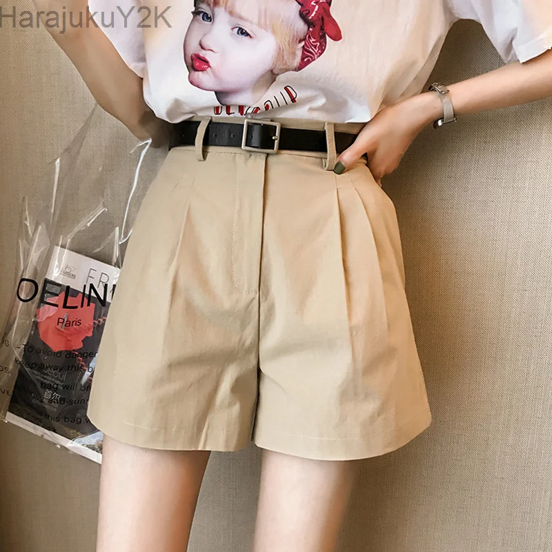 

New arrival Cotton Casual White Denim Shorts Women Summer Sexy High Waist Shorts Jeans Female Vintage Belt Loose Shorts 2021
