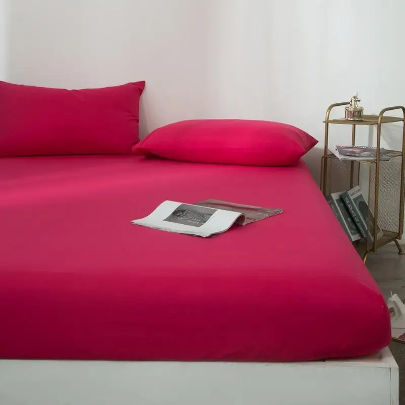 43 Mattress Cover Solid Color Sanding Bedding Linens Bed Sheets With Elastic Band Double Queen Size Bedsheet 1 pcs | Дом и сад