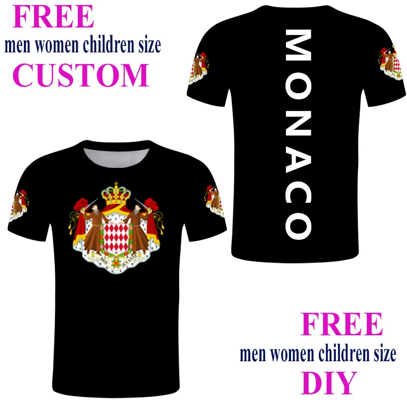 

Monaco t shirt custom Europe country flag coat of arms of Monaco FC football racing t shirt travel Souvenir Gifts Sport clothing