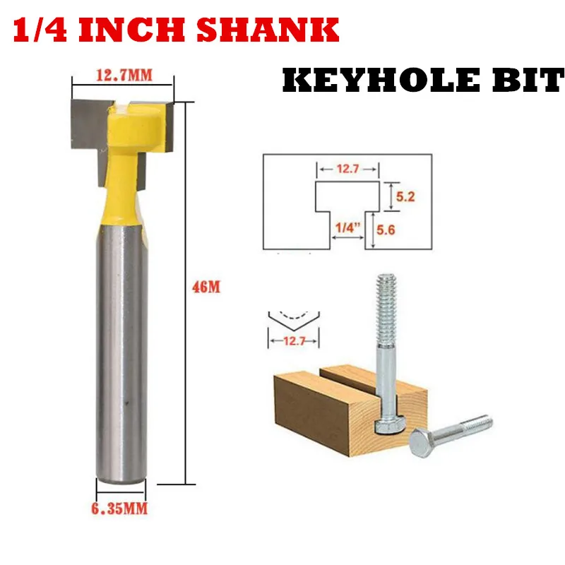 Фреза по дереву с Т-образным пазом и хвостовиком 1/4 дюйма 6 35 мм 1 шт. | Инструменты