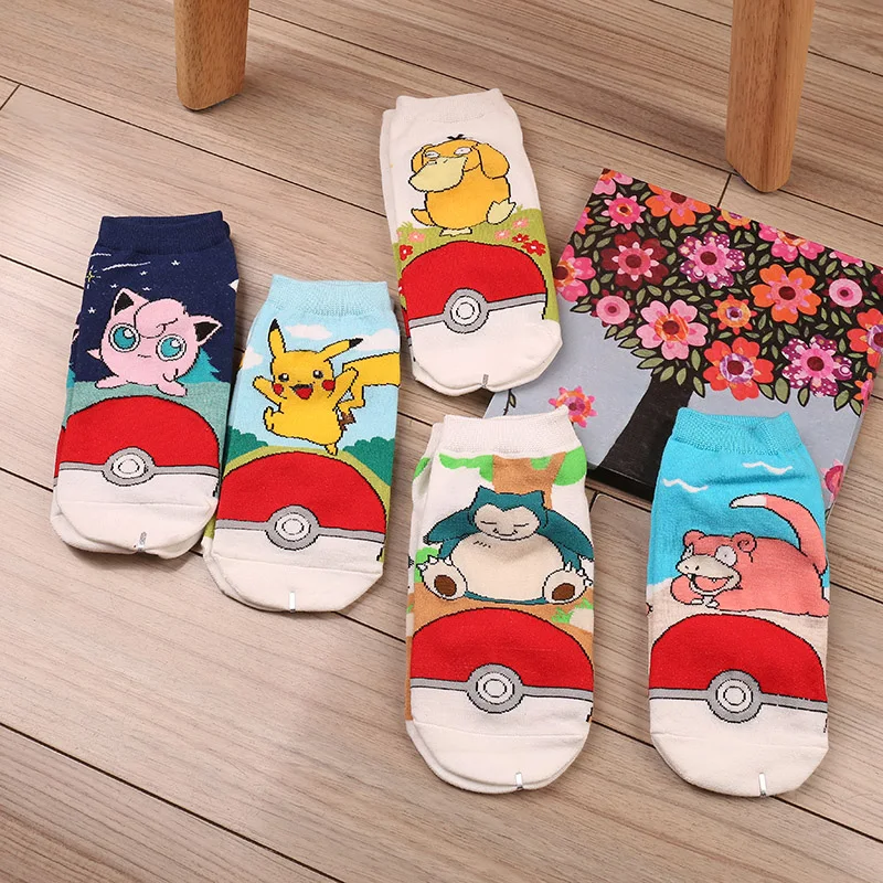 Носки по щиколотку для женщин и девочек Harajuku Pikacha новинка уличная одежда