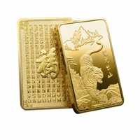 new year 2022 tiger gold plated bar luck coin collectible medal souvenirs for new year 2022 gift home decoration