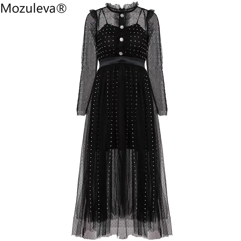Женское Сетчатое платье Mozuleva вечерние платья знаменитостей с бисером и длинным
