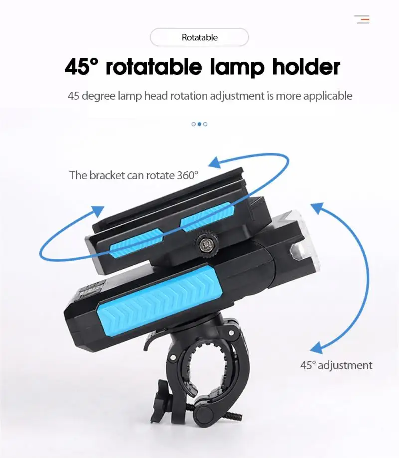 

Bicycle Light Horn Front Light Mountain Bike Charging Treasure With Light Mobile Phone Holder 5-in-1 Horn Bracket Headlight