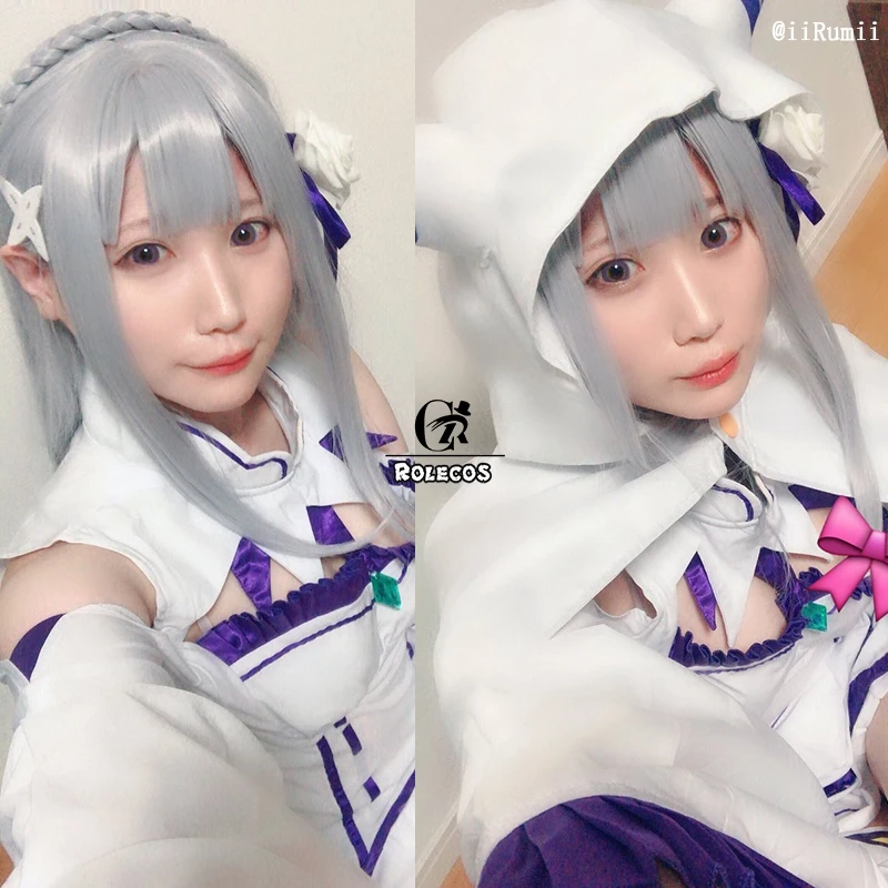 Женский синтетический длинный парик для косплея ROLECOS Re Zero Emiria 100 см | Тематическая