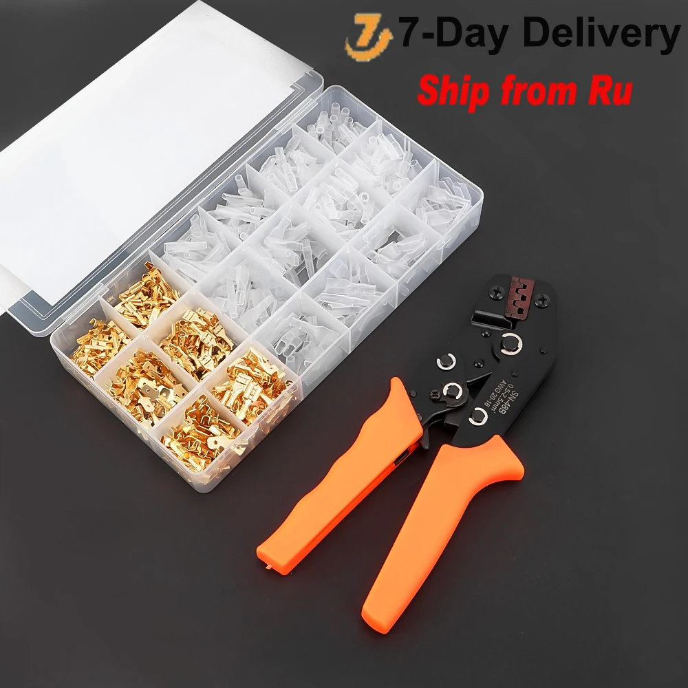 

300pcs 2.8/4.8/6.3mm Insulated Sleeves Tubular Crimps Connectors Insulating Crimp Terminals SN-48B Tubular Crimping Pliers Set
