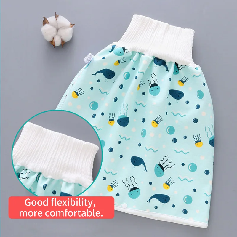 Falda de pa&ntilde;al para beb&eacute;, pantalones de entrenamiento infantil, pa&ntilde;al de tela, pantalones cortos, falda a prueba de fugas, para dormir, orinal-4