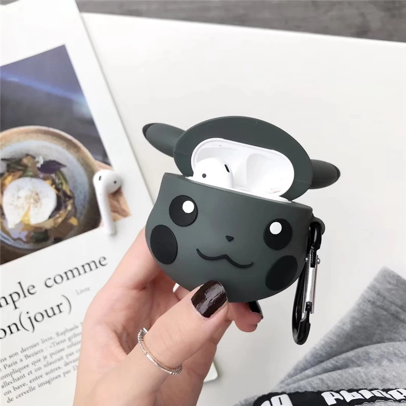 Для Air pods 2 мультфильм Симпатичные Смешные Пикачу наушники крышка для Apple беспроводной Bluetooth гарнитура Airpods Силиконовые чехлы Funda