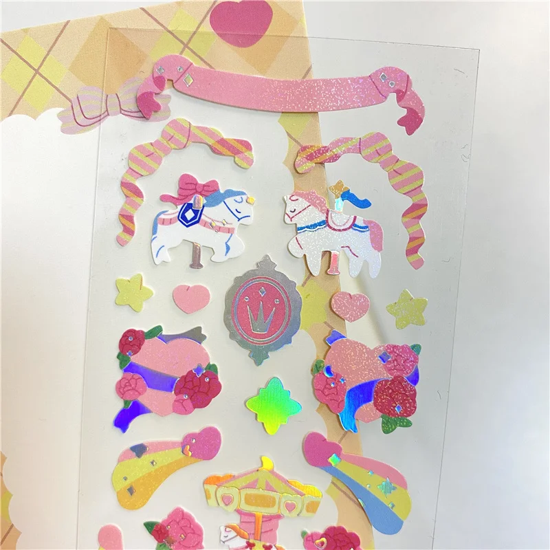 Милая лазерная наклейка Ins s Бронзирующая DIY Скрапбукинг декоративный коллаж для