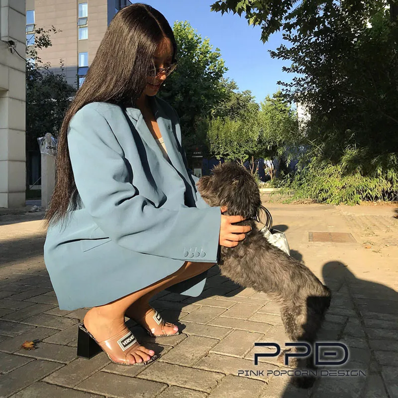 2 Color Recommended Pink Retro Blue OVERSIZE Loose Silhouette After Split Half Skirt Suit Jacket | Женская одежда