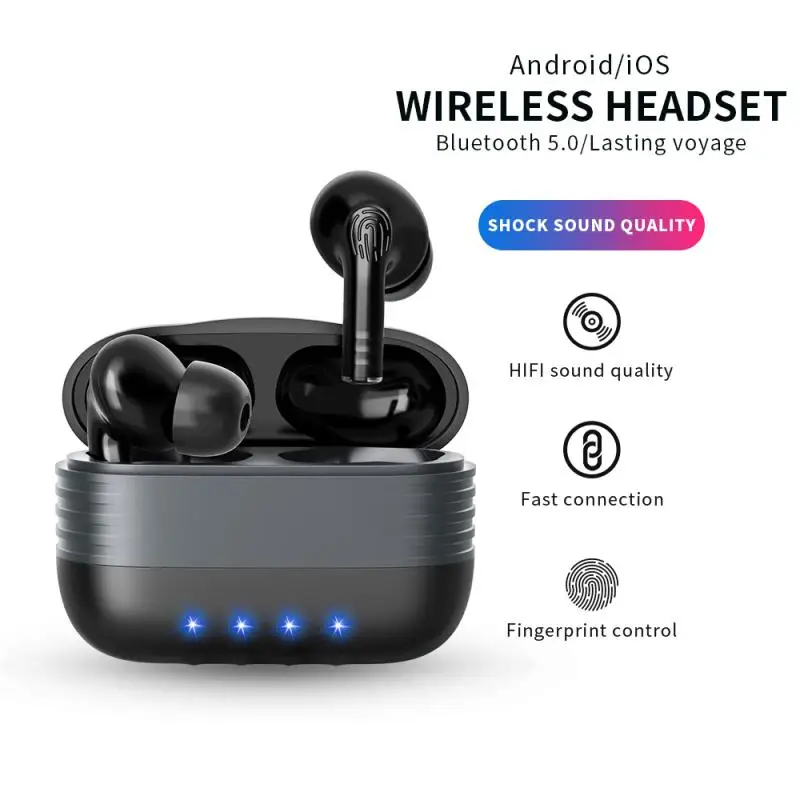 

Bluetooth 5.0 Earbuds True Wireless Headset Deep Bass Twins Earphone Charging Box Noise Cancelling Sports Earbud Headphone