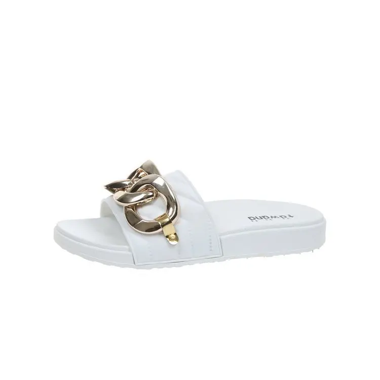 

Summer chain flat bottom slippers Korean edition women's flip-flops new women's shoes fashion home shoes manufacturers wholesale