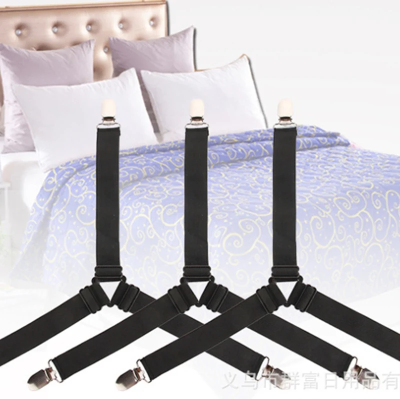 

4 шт. Нескользящие зажимы для простыни, регулируемый чехол для матраса, держатель для одеял, крепление на ремень, эластичные ремни