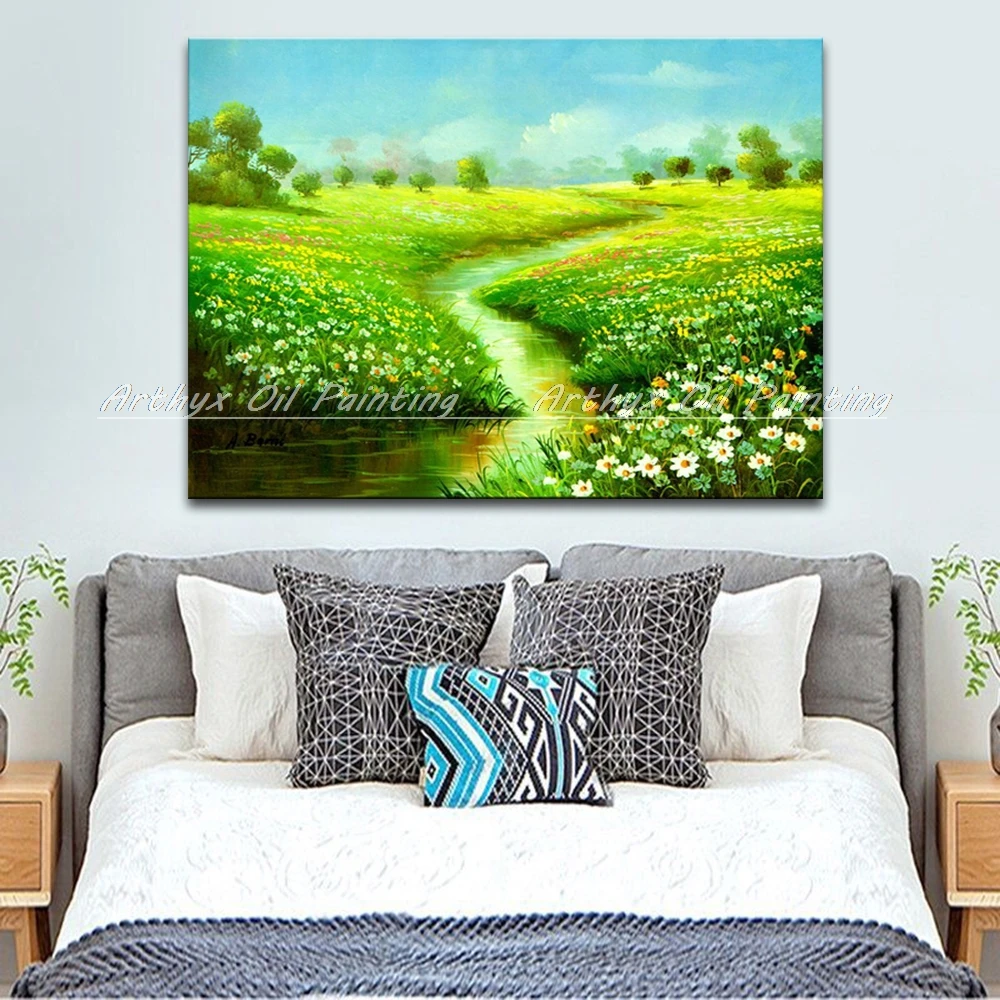 Arthyx большой размер ручная роспись современные цветы пейзаж картина маслом на