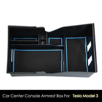 for tesla model 3 car armrest box storage center console organizer containers holder box with 1 set of non slip mat for tesla