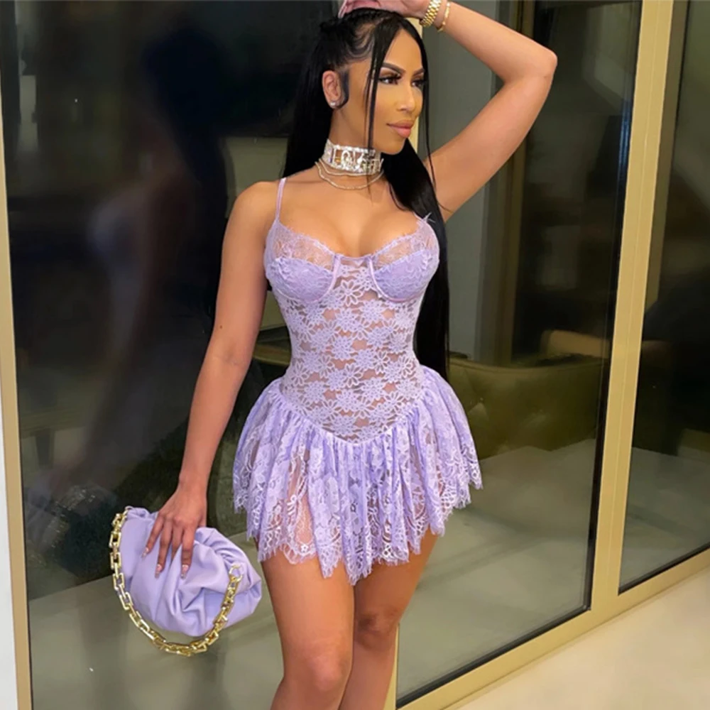 Karlofea новые Ажурные кружевные мини-платья для женщин Одежда ночного клуба одежда