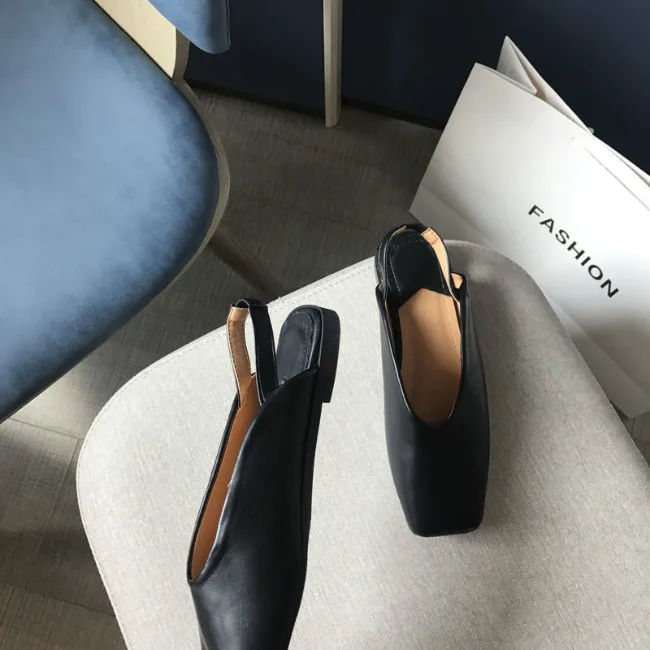 MONMOIRA Vintage Square Toe Slingback Women Mules Shoes Solid Flats Shoes for Women Elegant Ladies Shoes SWA0304