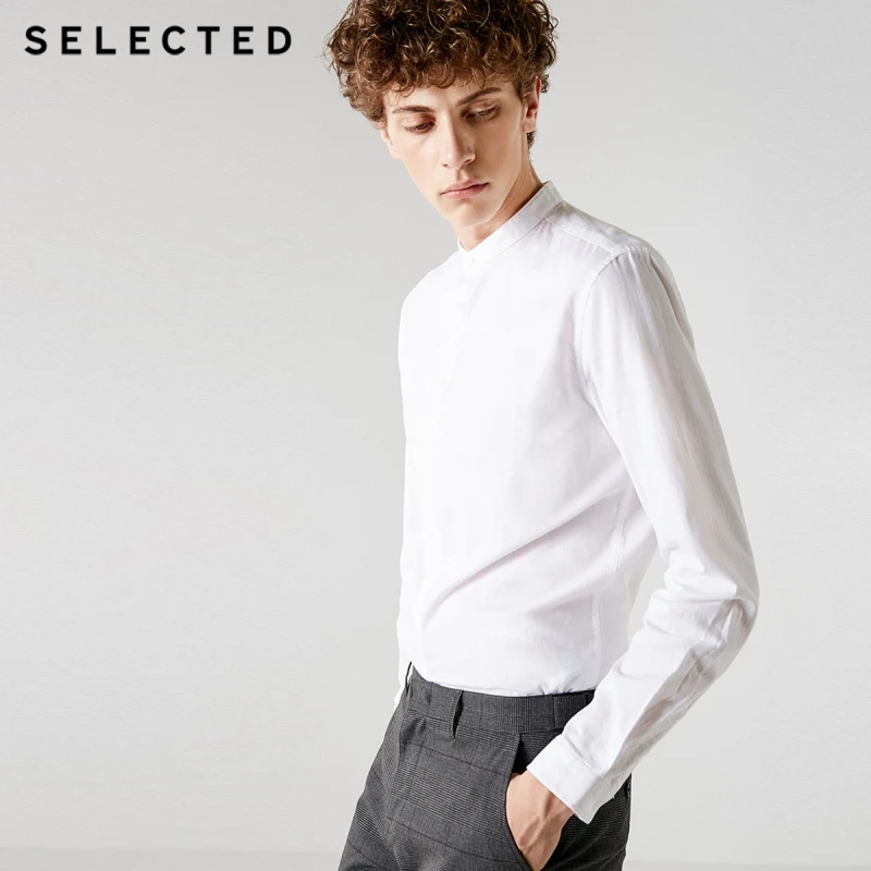 SELECTED male cotton buttons business casual long sleeved shirt S|417305540 | Мужская одежда