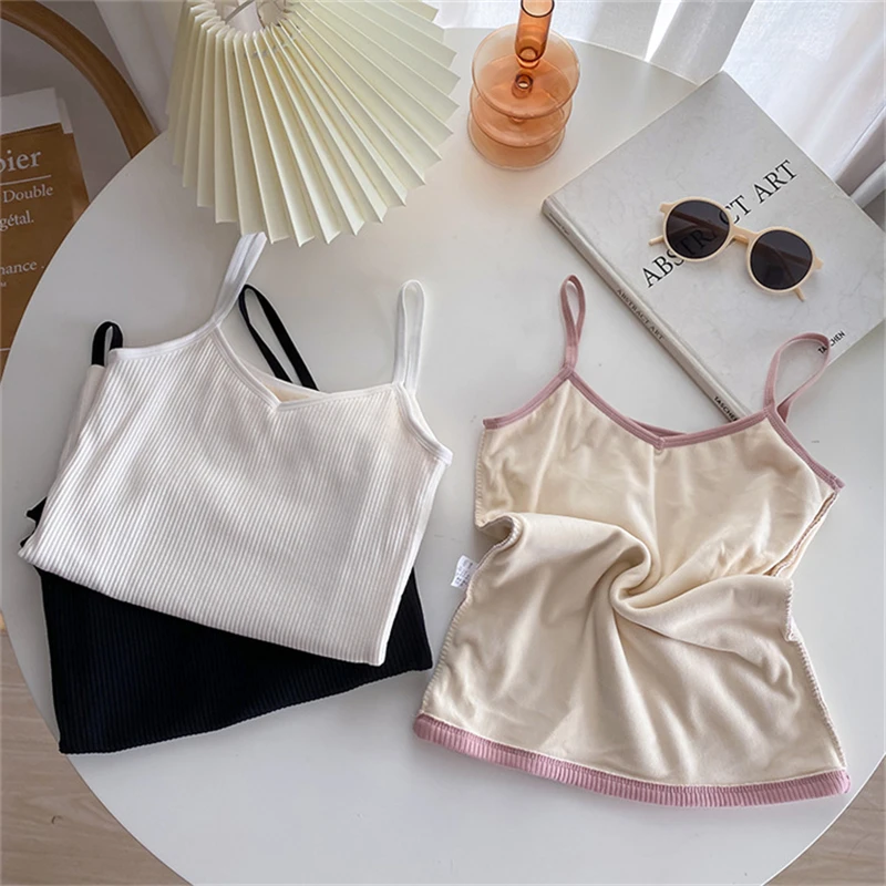 Утепленный вельветовый жилет женский зимний теплый топ майка без рукавов |