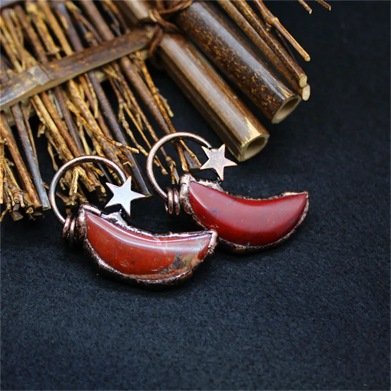 Женское ожерелье с подвеской в виде звезды и Луны красным агатом | Украшения