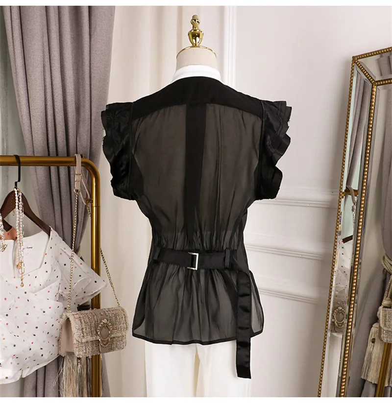 Шифоновая Блузка без рукавов женская рубашка лето 2020 новая Корейская свободная