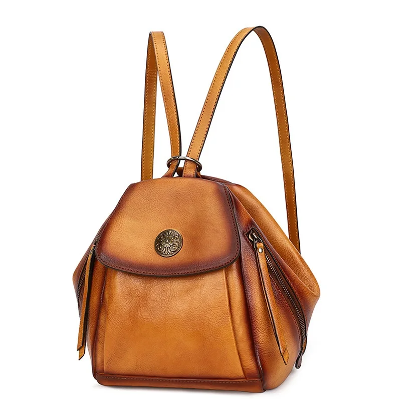 

New Retro Women's Backpack Multipurpose Genuine Leather Shoulder Bag Large Capacity Female Travel Backpacks Fashion Knapsack