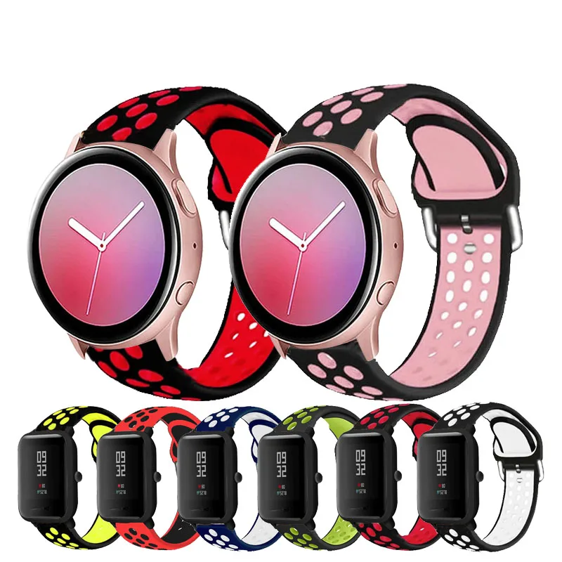 Ремешок силиконовый для samsung galaxy active 2 40/watch 4 band спортивный браслет Amazfit bip u pro Garmin