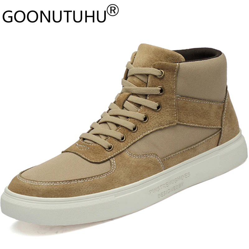 

Мужские парусиновые кроссовки, повседневные кожаные кроссовки на высокой платформе, дышащая обувь с вулканизированной подошвой, модель 2023 года