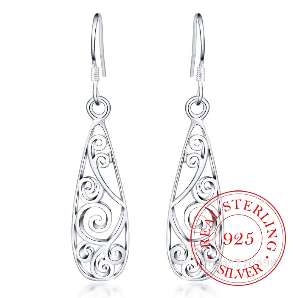 Boucles d'oreilles Vintage coréennes en argent Sterling 925  boucles d'oreilles pendantes à motif