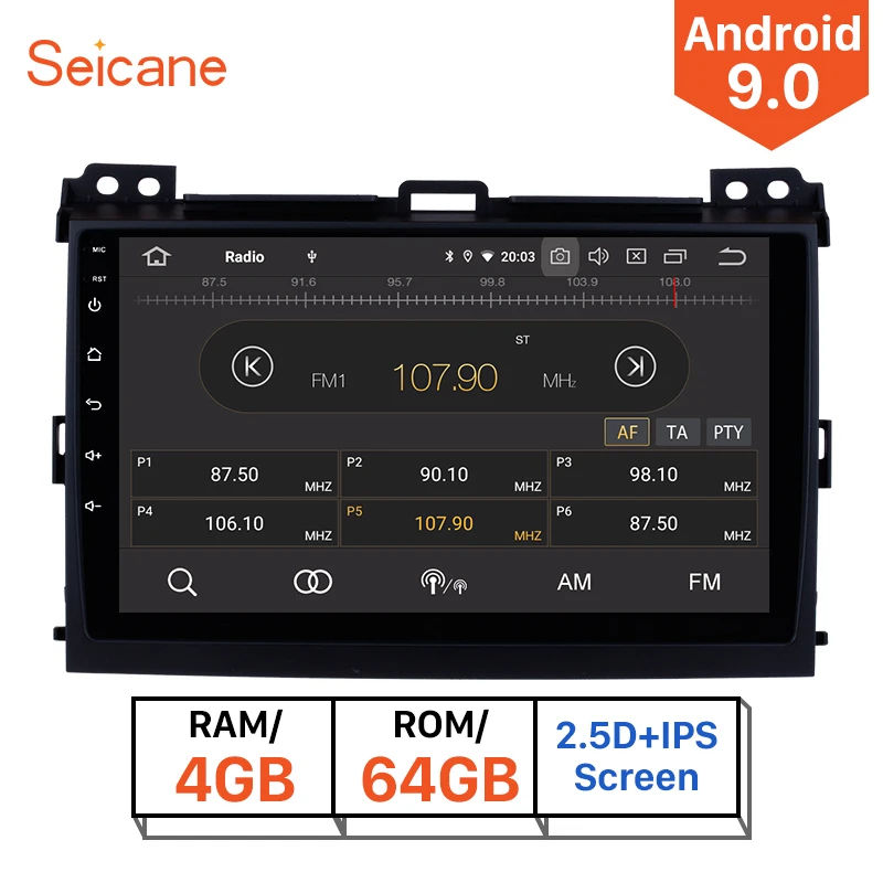 Автомагнитола Seicane Android 10 0 9 дюймов 2002 2003 2004 2009 Toyota Prado Cruiser 120 1Din GPS 4G wi fi стерео