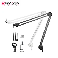 GAZ-40 Professional Recording Microphone Holder Suspension Boom Scissor Arm Stand Holder with Mic Clip Table Mounting Clamp