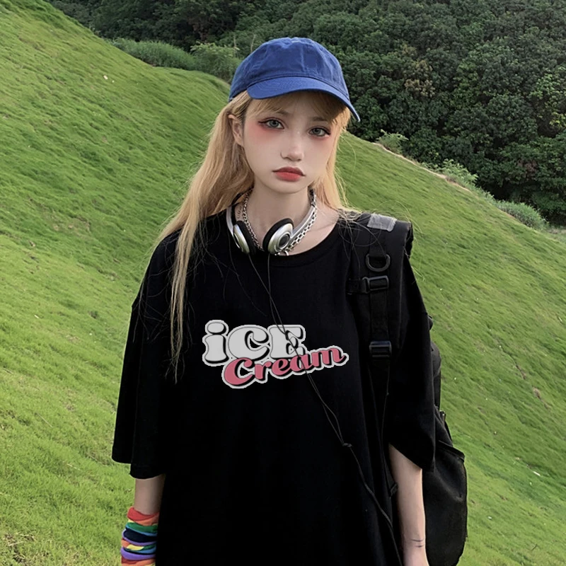 2020 альбом icecream корейский стиль Эстетическая гранж футболка Женская Harajuku Милая y2k