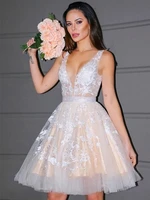 formal cocktail dress a lineprincess v neck above knee mini tulle short dress homecoming with applique