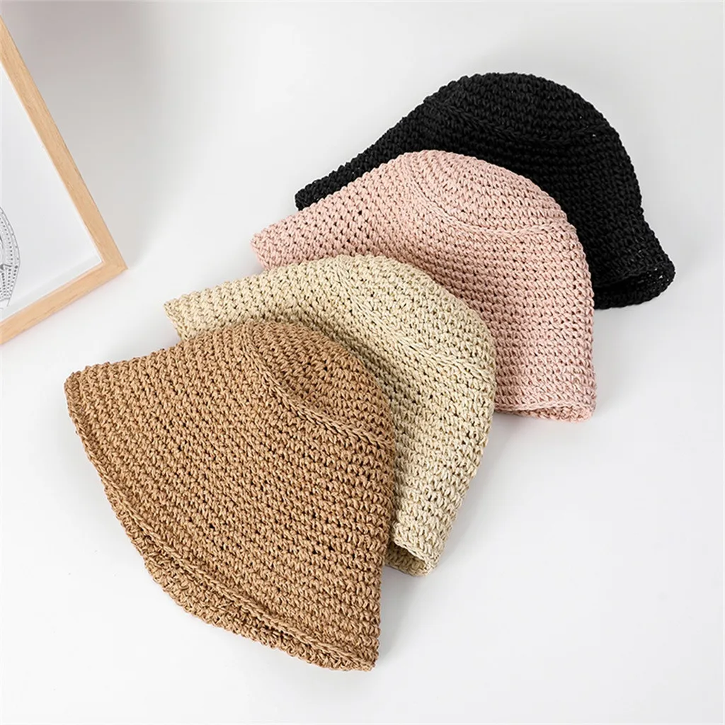 Шляпа женская Соломенная Складная большая пляжная Панама от солнца сетчатая для