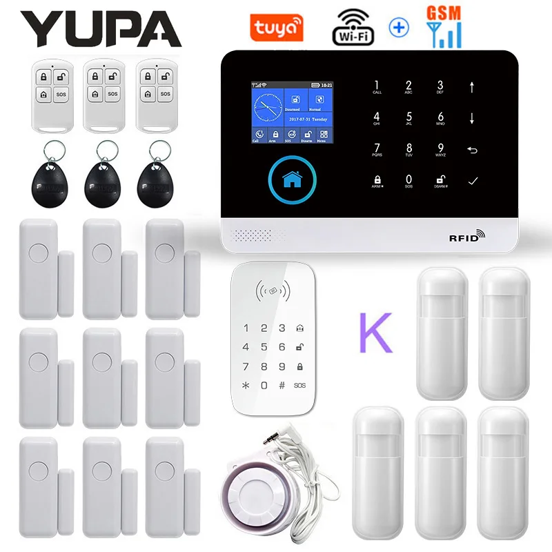 

WIFI GSM Home Security Alarm System With Wireless Keyboard & Motion Sensor Burglar Anti Theft TUYA APP Remote Control Smart Kit