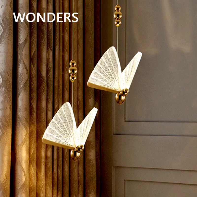

Nordic New Butterfly Bedroom bedside Pendant light Creative Villa Staircase Restaurant luminaria home decor pendant lamp lustre