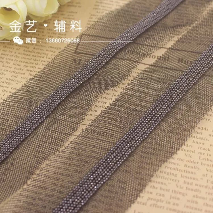 1Yard Black Beaded Metal Chain Mesh Lace Trim Sewing Craft Fabric Collar Applique Women Dress Guipure | Дом и сад