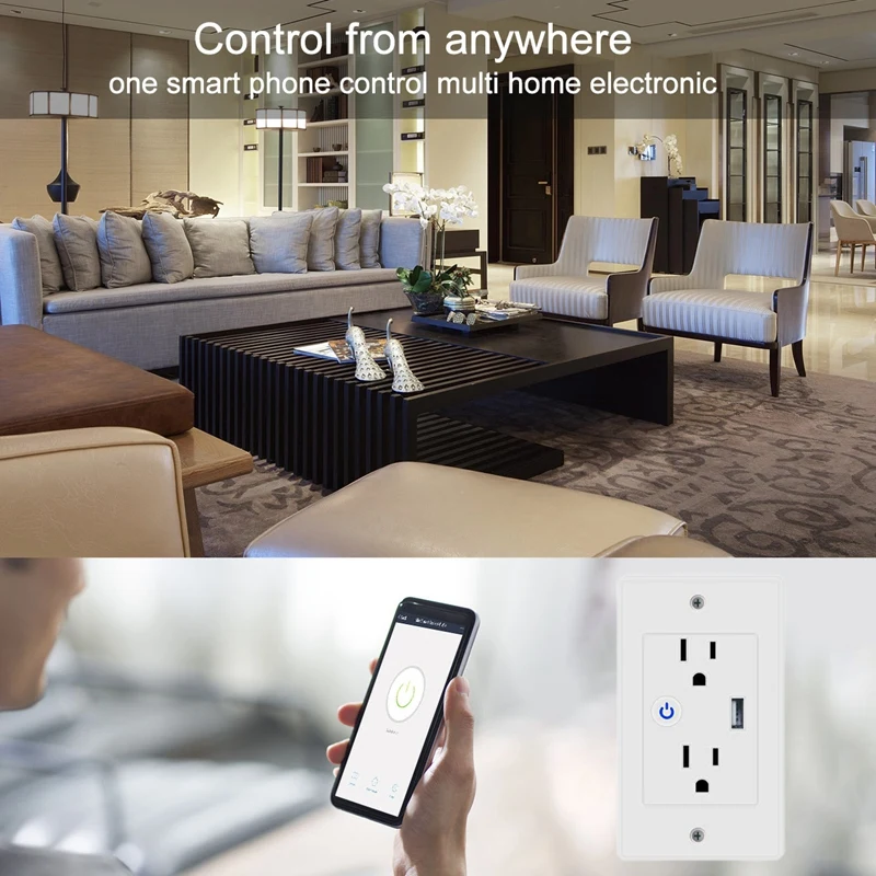 Умная розетка с usb-портом Wi-Fi настенная пульт дистанционного управления