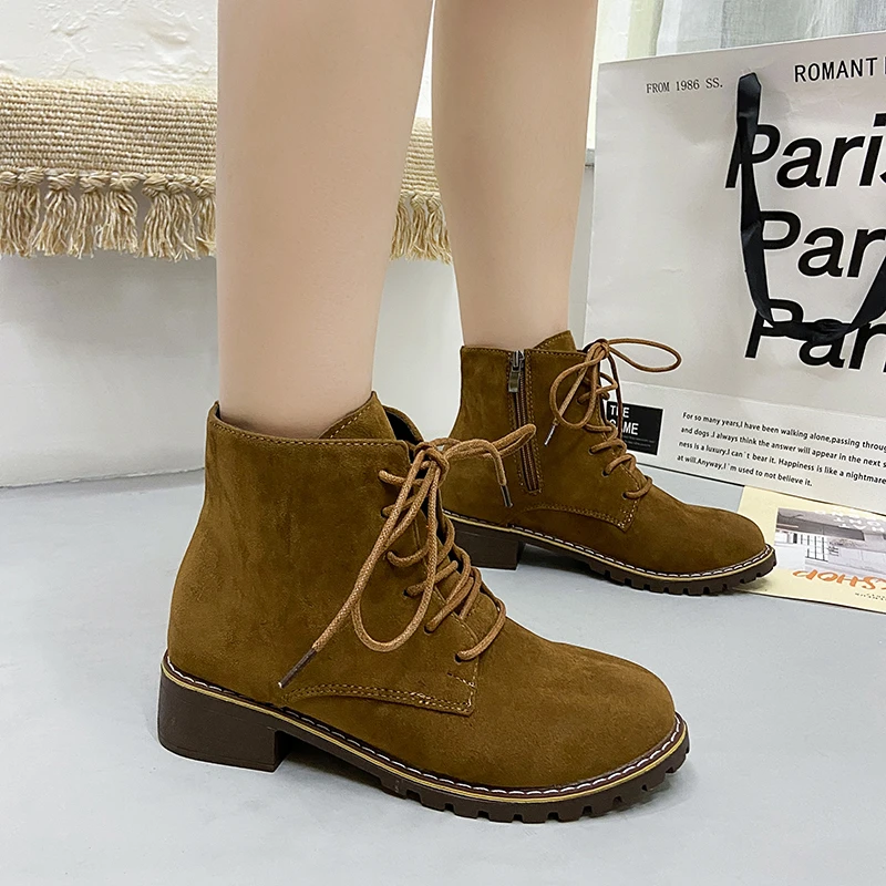 

2021 New Style Women's Boots Autumn and Winter British Style Retro Round Head Martin Boots Outdoor Comfortable Casual Shoes