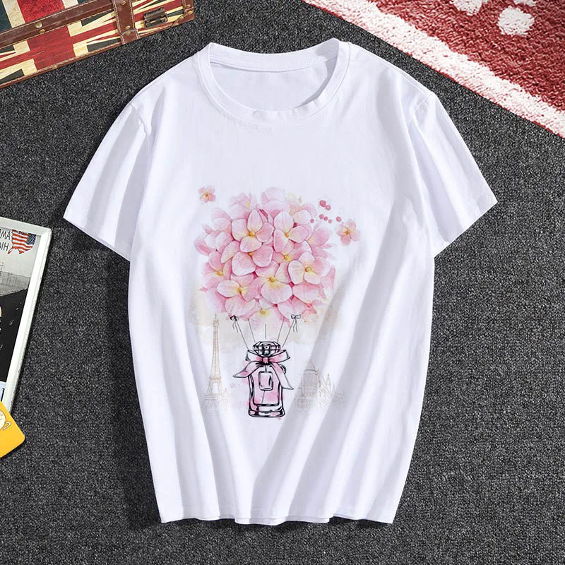 

Graphic Print Tshirt Female T-shirt Women T Shirt Womens Perfume Floral Summer Wild Clothes Ladies Short Sleeve Kawaii Tees Top