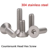 1020pcs m3 m4 m5 countersunk headround head hex socket screw 304 stainless steel 6 20mm length grade 4 8