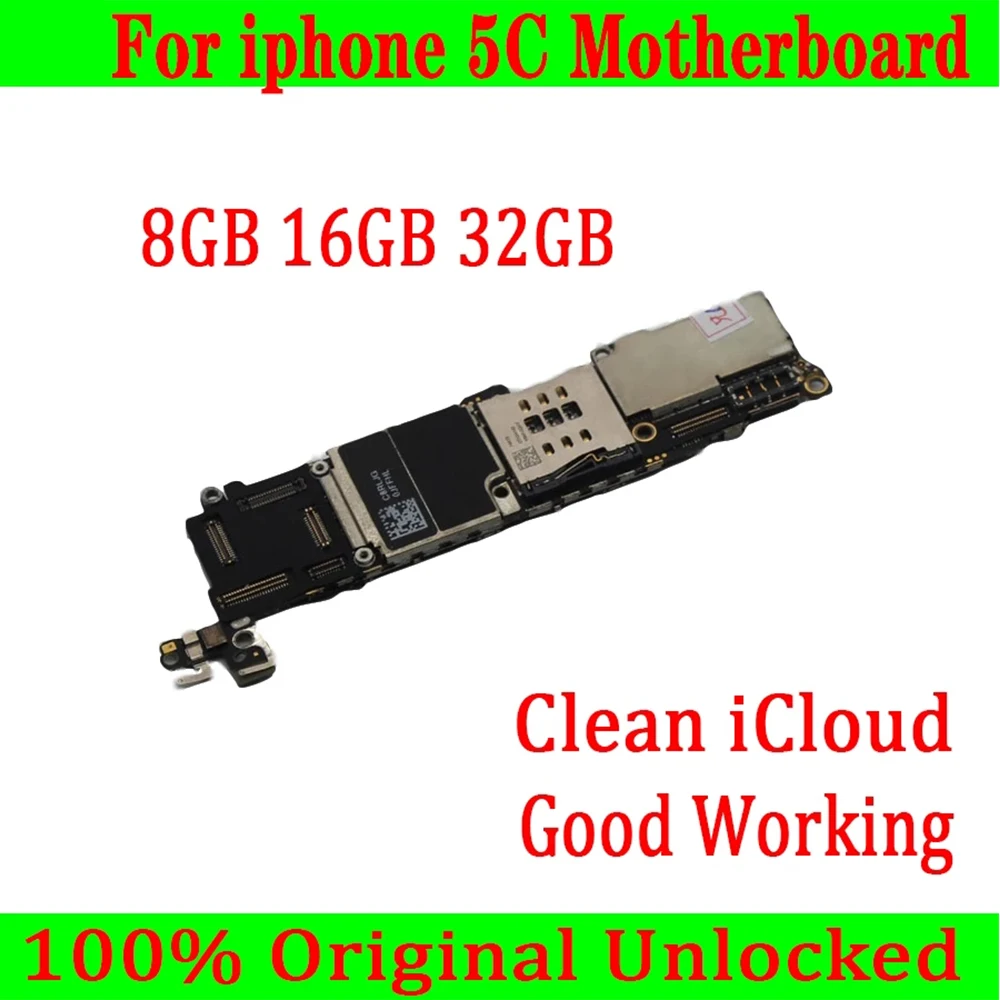 

8GB 16GB 32GB Original unlocked for iphone 5C Motherboard with Full Chips,for iphone 5C Logic board with Free iCloud,Good Tested