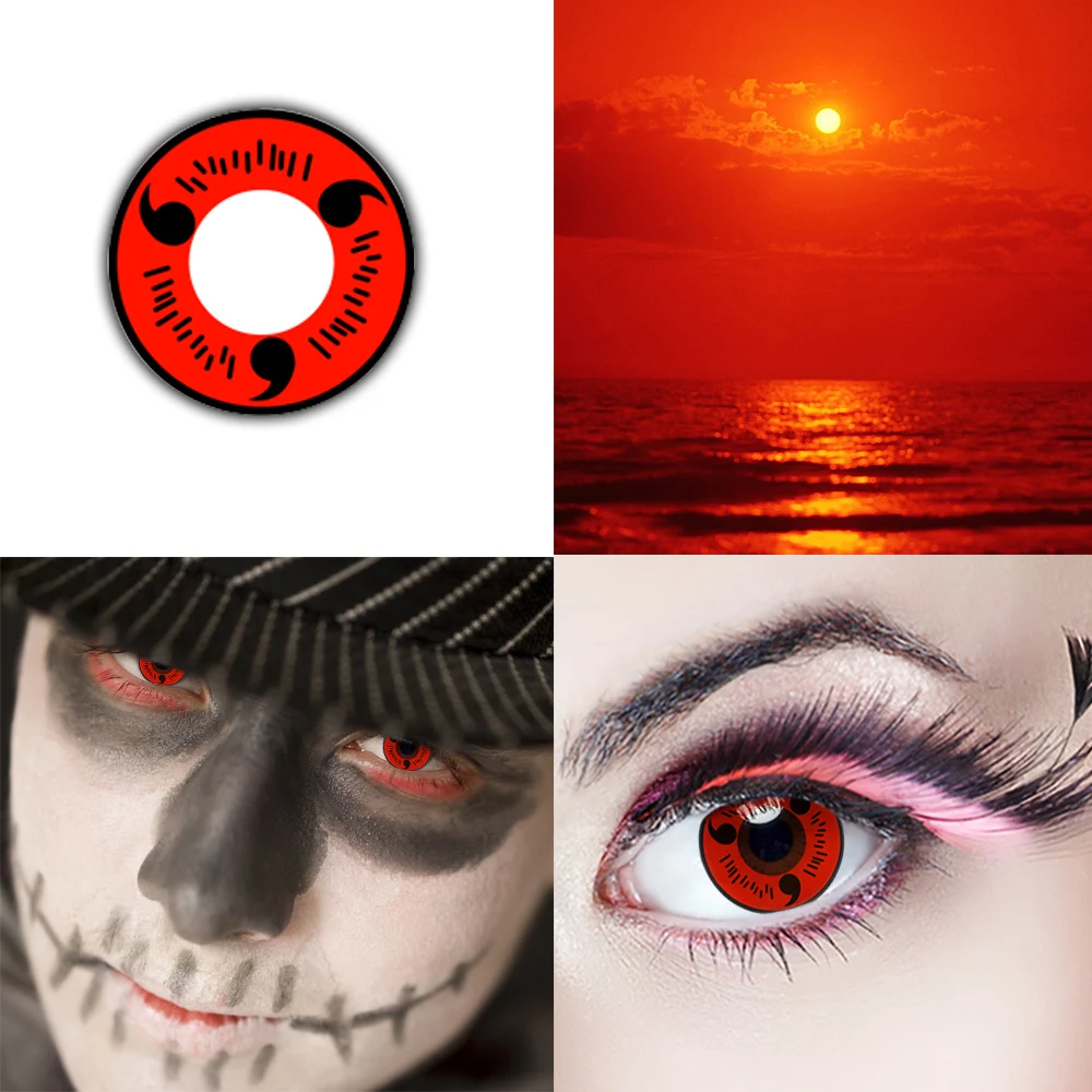 Косплей Хэллоуин Шаринган Мансон аниме цветные контактные линзы для макияжа