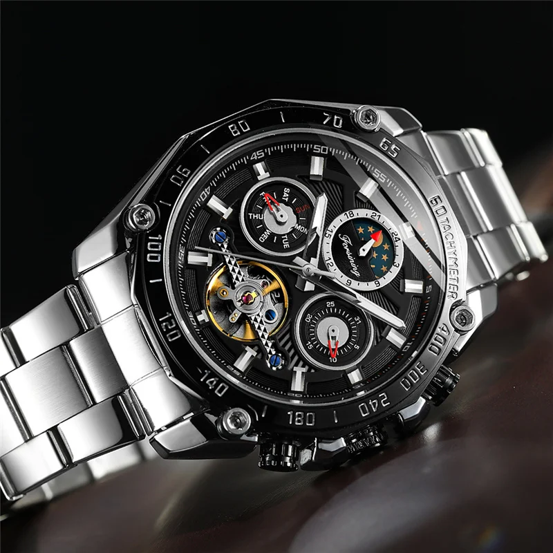 FORSINING Tourbillon автоматические механические мужские наручные часы военные