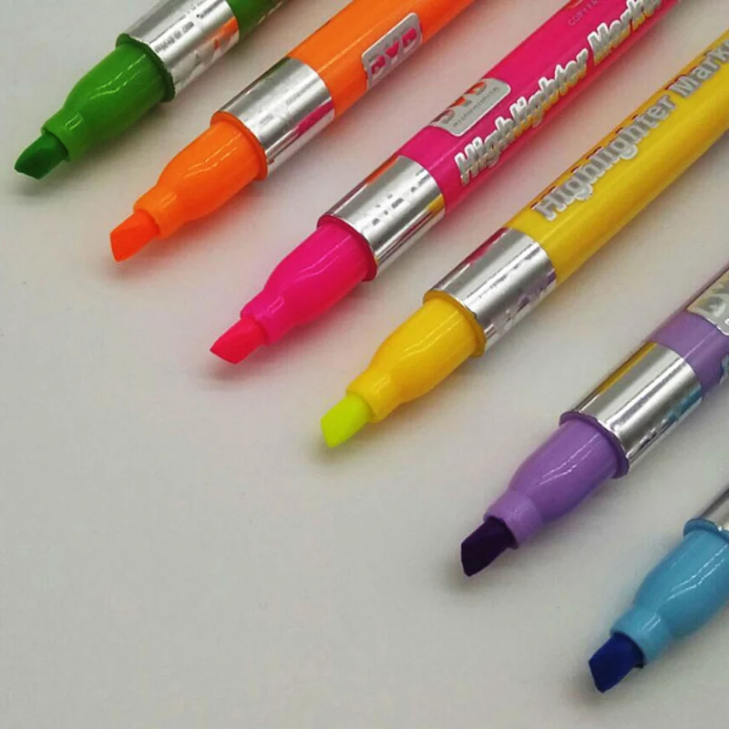 

6Pcs Creative High Capacity Multicolour Highlighter Hand Account PVC Marker Pen Marcador Child Gift Office&School Supplies Whole