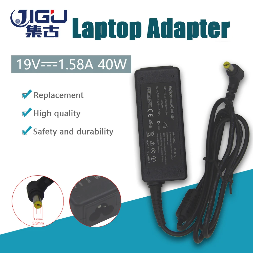 

JIGU Replacement for Acer 19V 1.58A 5.5*1.7 for Aspire One 752h AOD150 Series AS1810T Series AS1825 Series 1410 Series 1420P