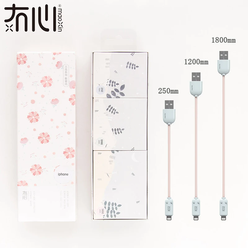 Maoxin 3 шт. освещение usb кабель для iphone X XR XS 7 7plus 8 8plus 6 6S 8pin зарядный кабель набор с тремя различными длиной