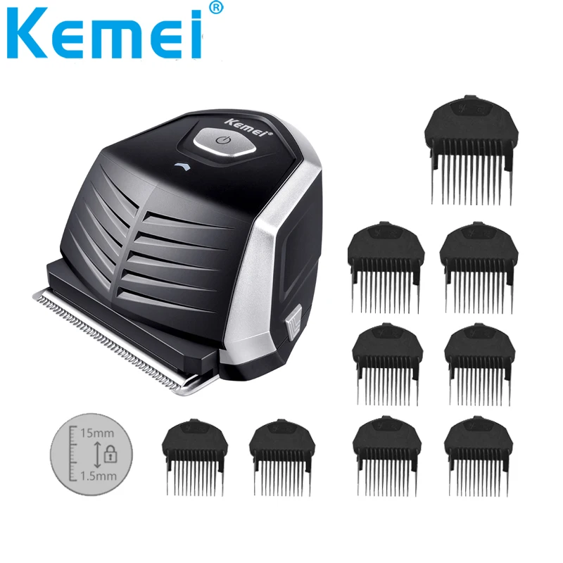 

Kemei KM-6032 Sharp Carbon Steel Blade Hair Clipper 1.5mm to 15mm Limit Combs Rechargeable Hair Trimmer Waterproof (100-240V)