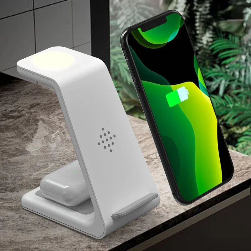 

3 in 1 Qi Fast Wireless Charger Table Night Lamp For Samsung Galaxy Buds For iPhone Mobile Phone Charging Holder Night Light Pad